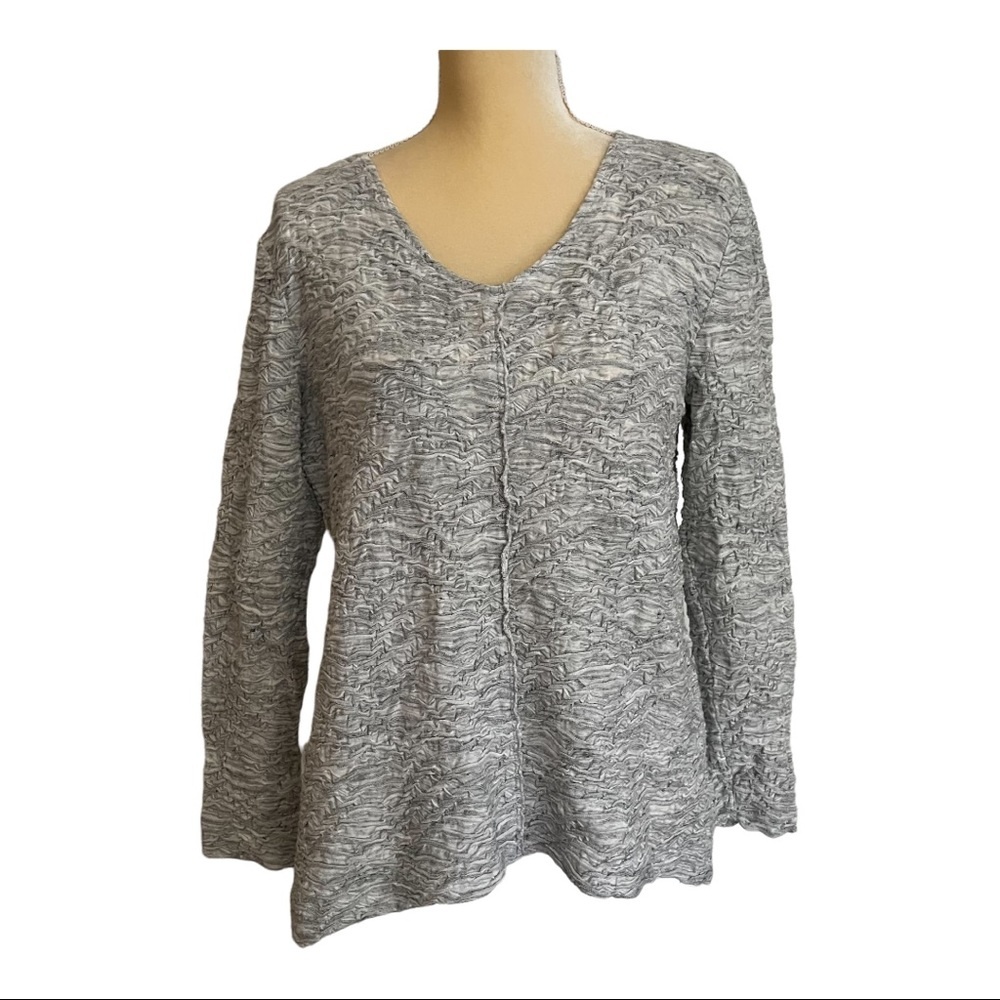 Habitat Gray Textured Cotton Spandex Top‎ Size Small Lagenlook